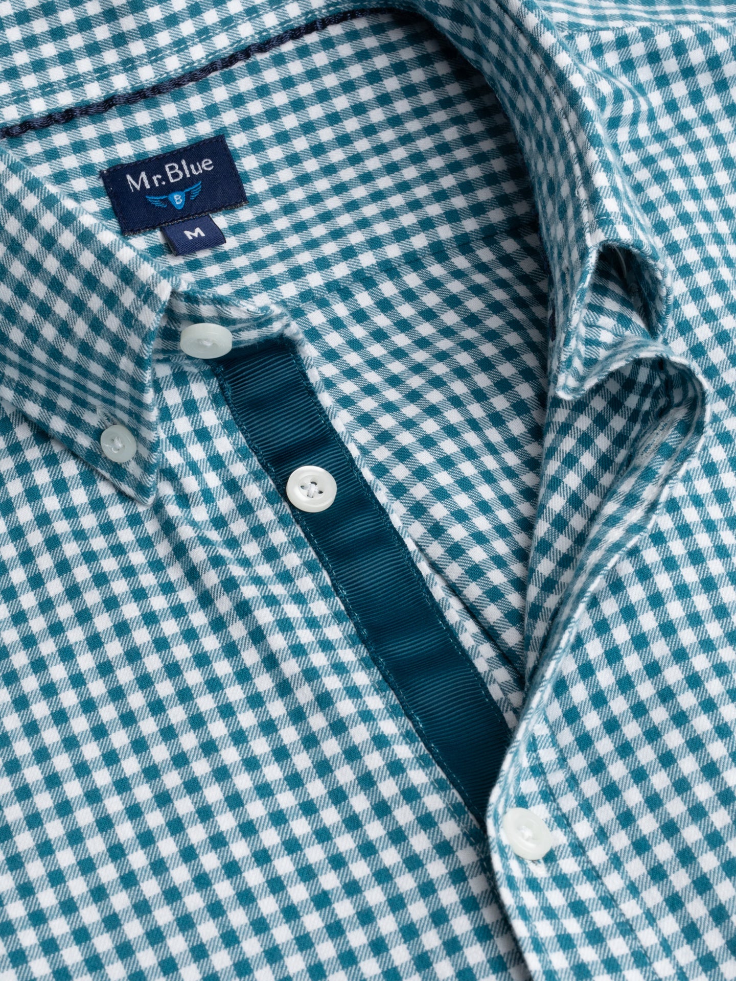 Camisa de manga azul de corte regular