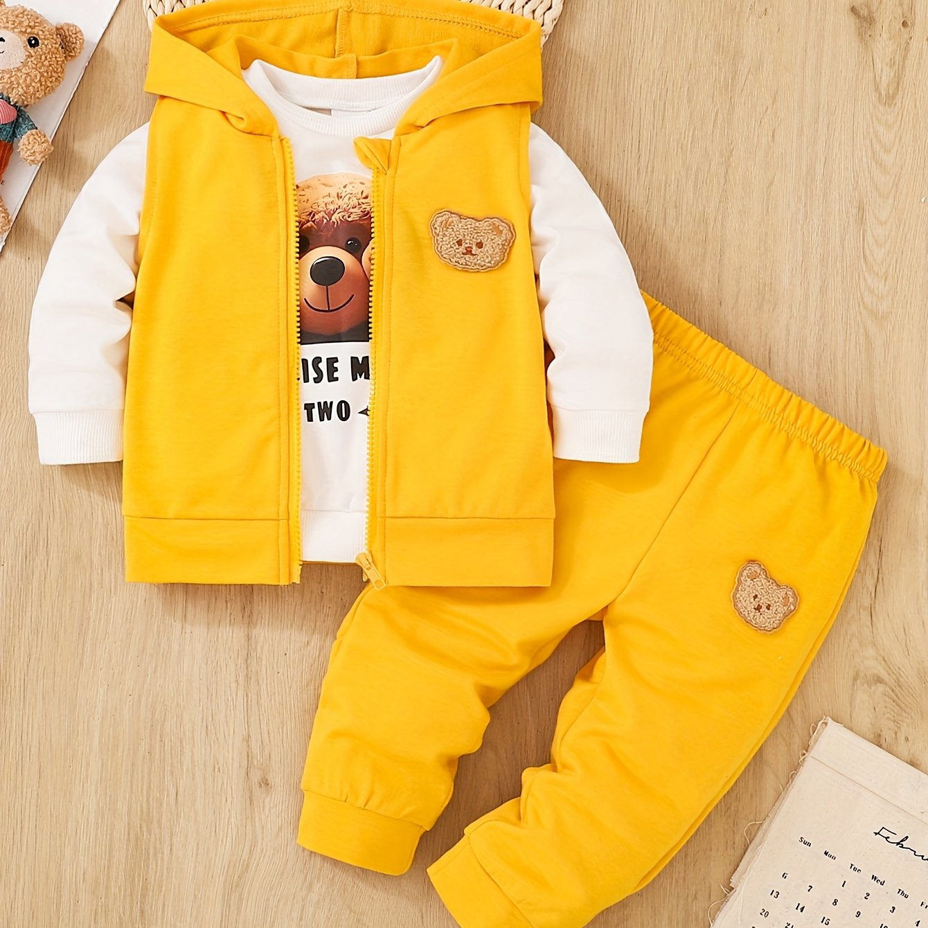 Conjunto Luxe Little Explorer de 3 Peças com Ursinho