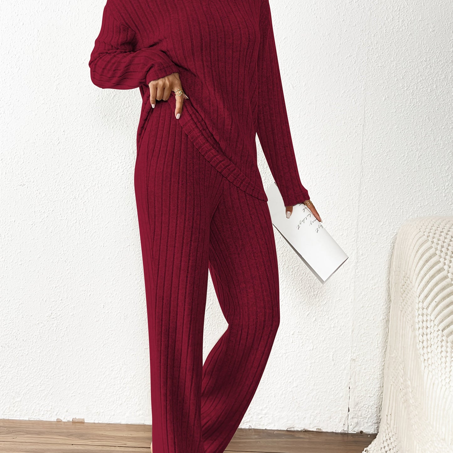 Conjunto Veloura Cozy Luxe de Malha Canelada com Fleece