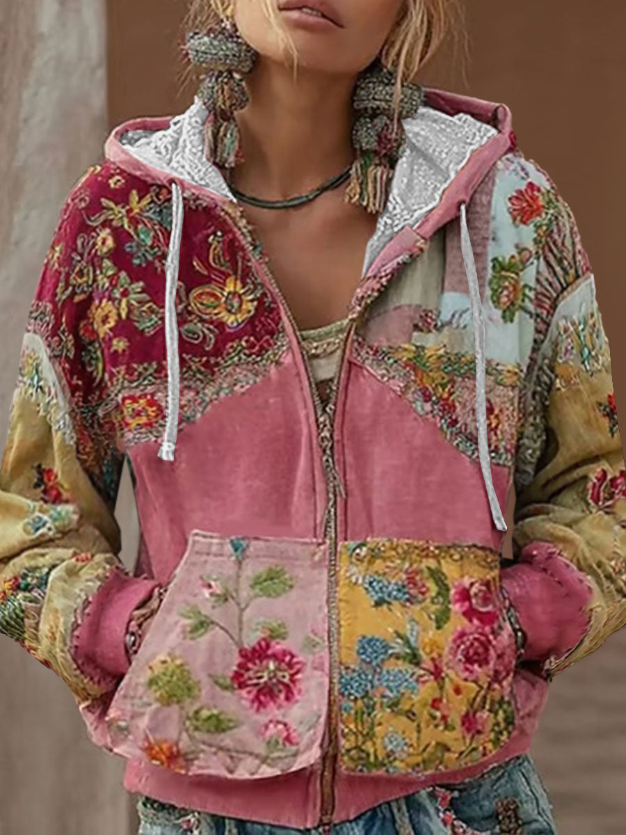 Top de Mulher Rosa Estampa Floral Casual com Fecho