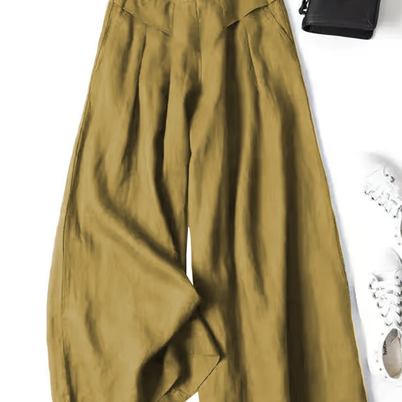 Calças Sahara Breeze Luxe de Perna Larga em Estilo Linen
