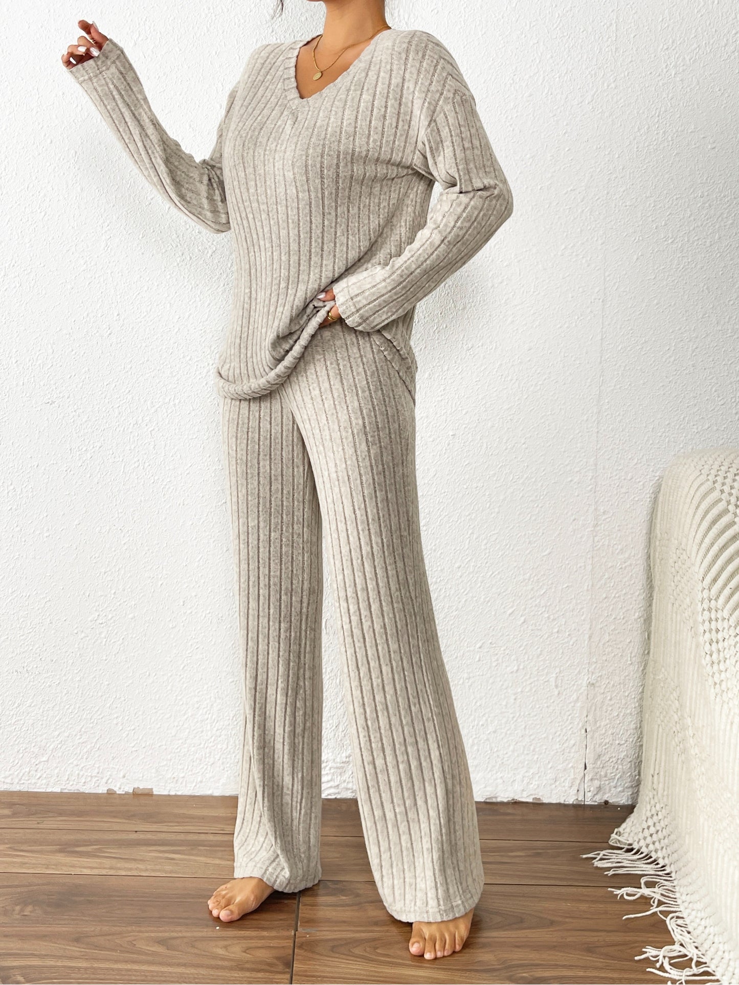 Conjunto Veloura Cozy Luxe de Malha Canelada com Fleece