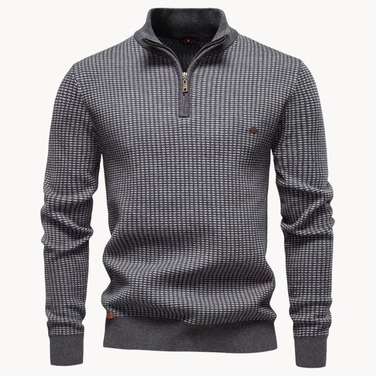 Pullover Corbin Texturizado com Fecho de Um Quarto Premium
