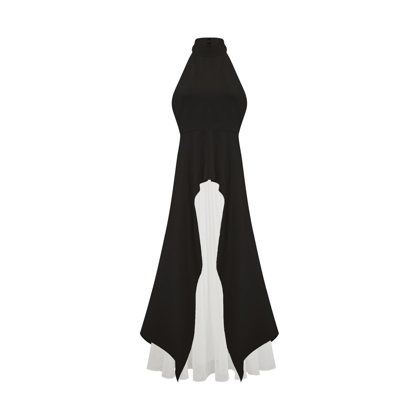 Vestido longo em camadas com alças halter