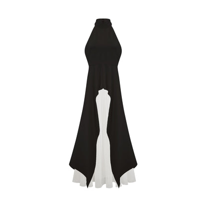 Vestido longo em camadas com alças halter