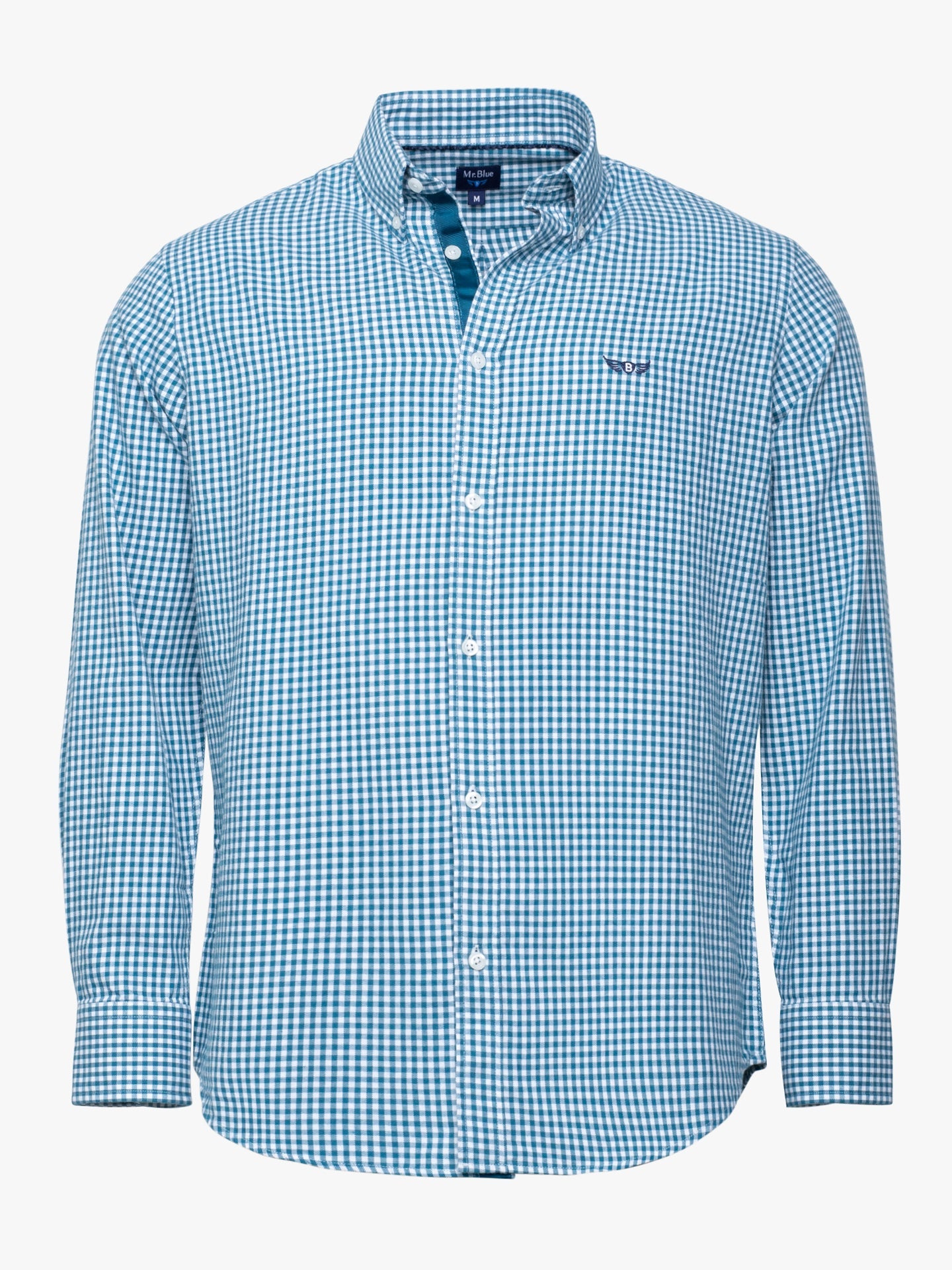 Camisa de manga azul de corte regular