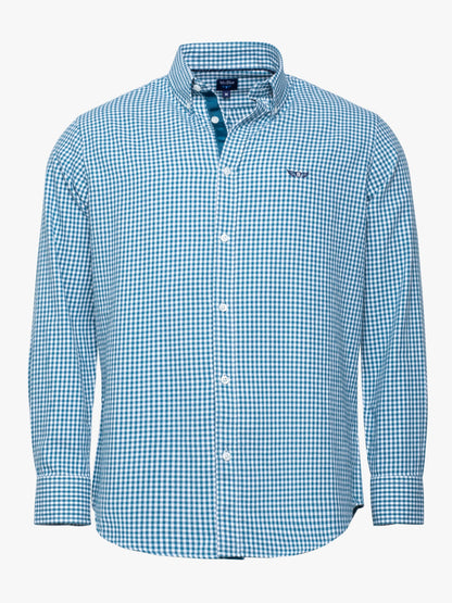 Camisa de manga azul de corte regular