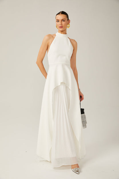 Vestido longo em camadas com alças halter