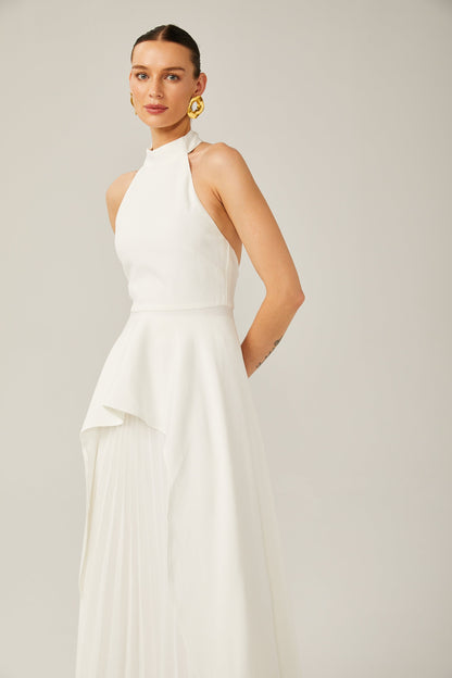 Vestido longo em camadas com alças halter