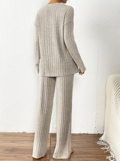 Conjunto Veloura Cozy Luxe de Malha Canelada com Fleece