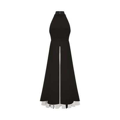 Vestido longo em camadas com alças halter