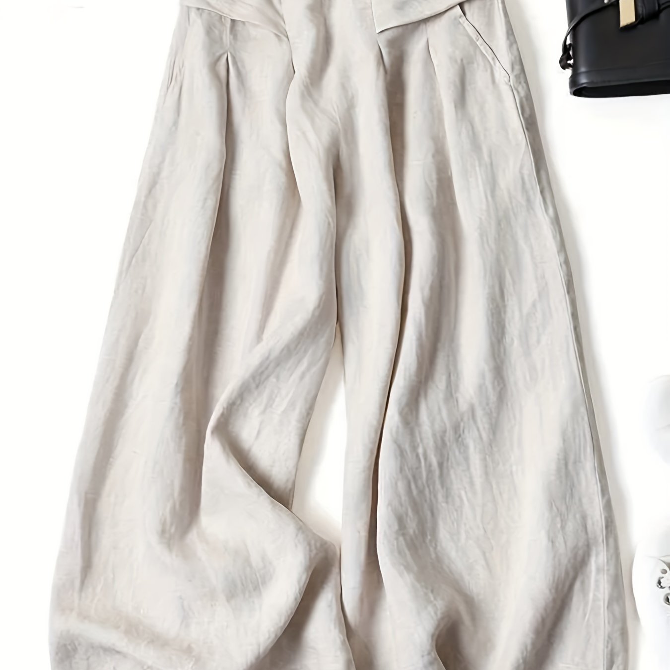 Calças Sahara Breeze Luxe de Perna Larga em Estilo Linen