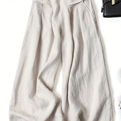 Calças Sahara Breeze Luxe de Perna Larga em Estilo Linen