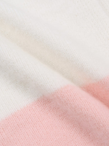 Cardigan Blush Harmony Luxe com Capuz e Bloco de Cor