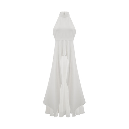 Vestido longo em camadas com alças halter