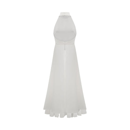 Vestido longo em camadas com alças halter