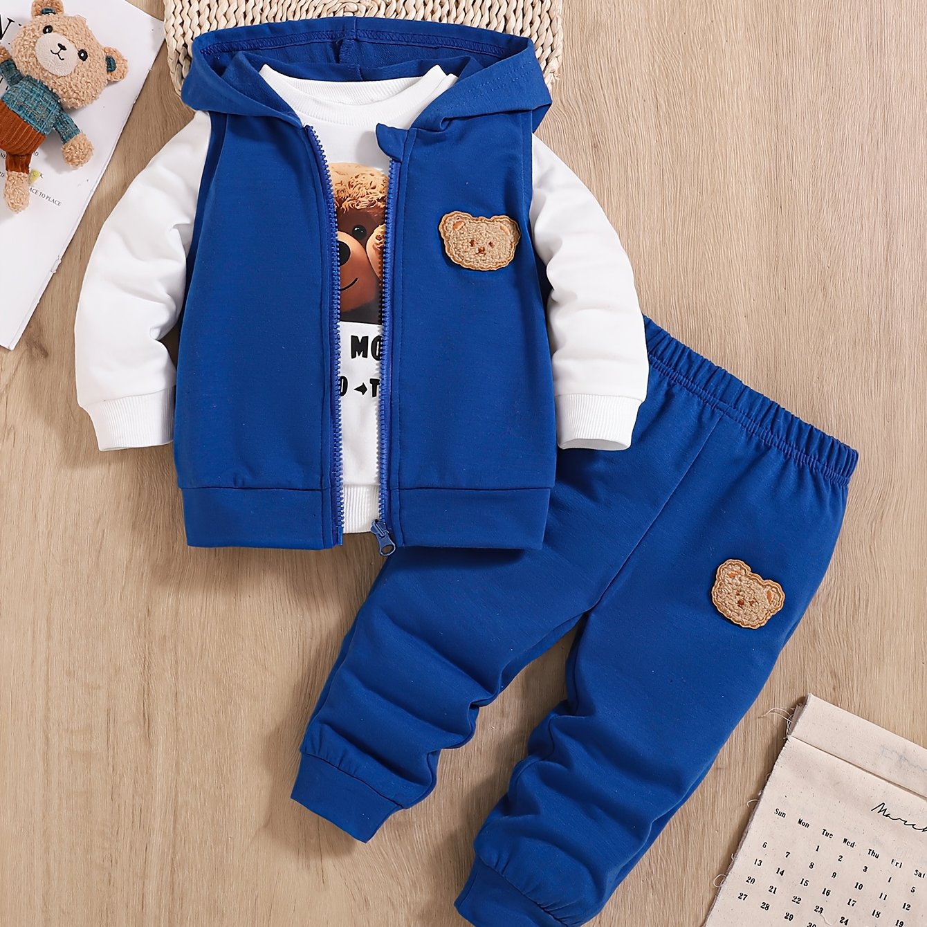 Conjunto Luxe Little Explorer de 3 Peças com Ursinho