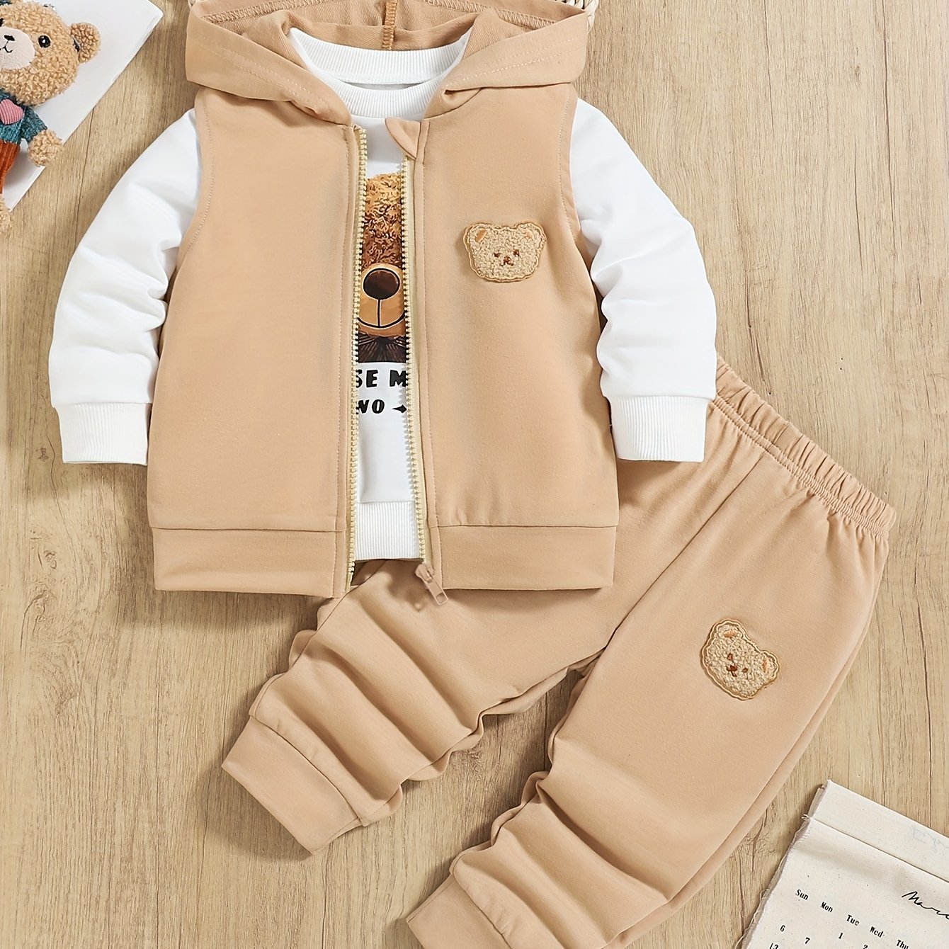 Conjunto Luxe Little Explorer de 3 Peças com Ursinho