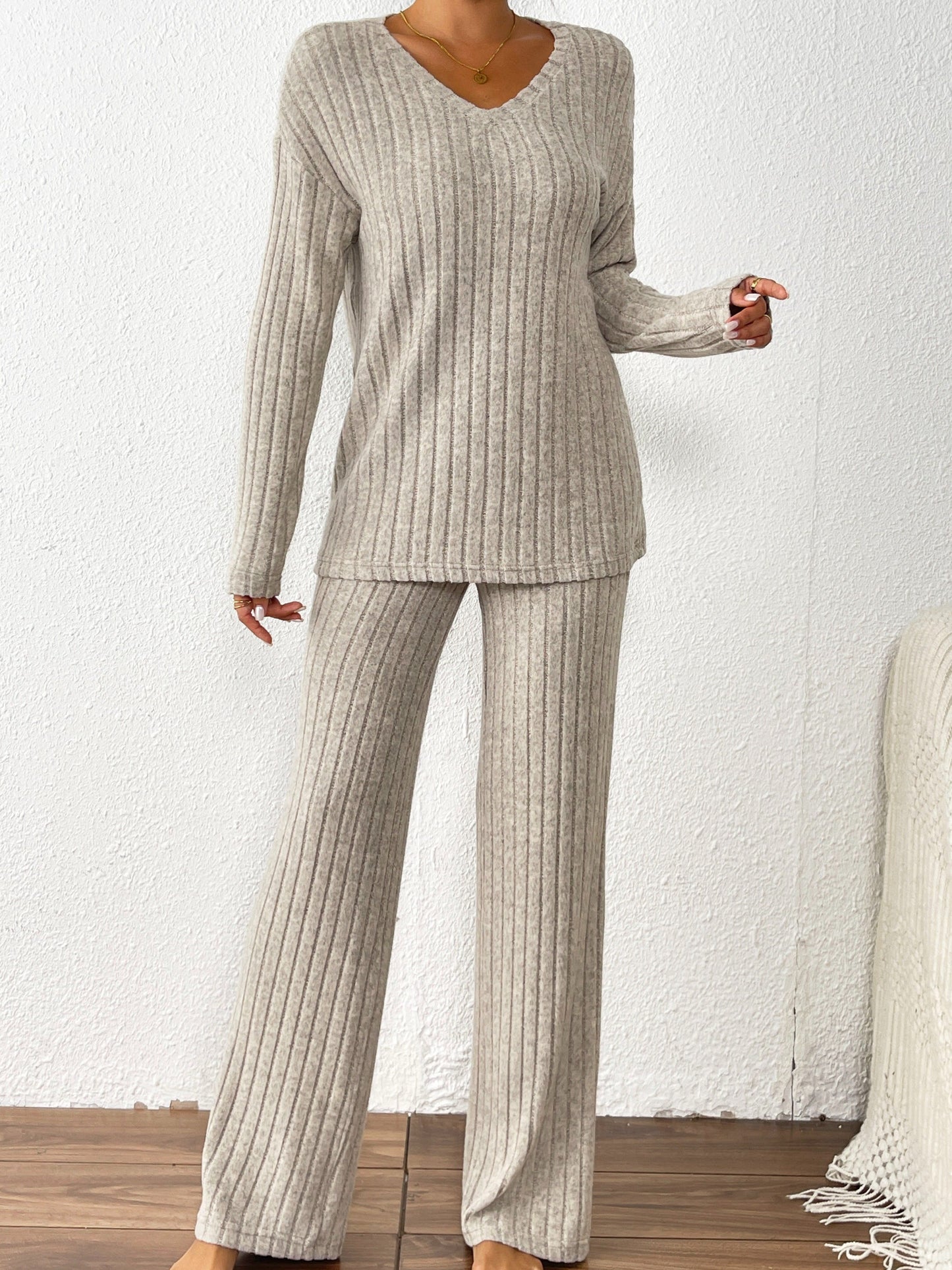 Conjunto Veloura Cozy Luxe de Malha Canelada com Fleece