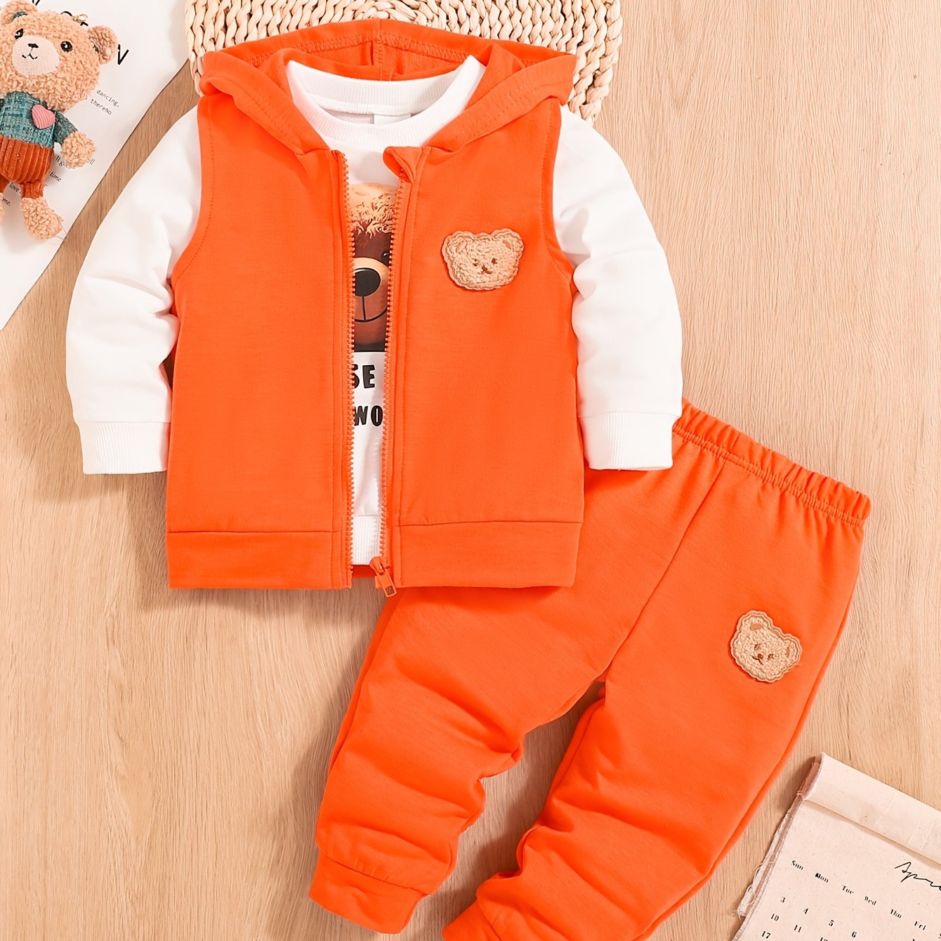 Conjunto Luxe Little Explorer de 3 Peças com Ursinho