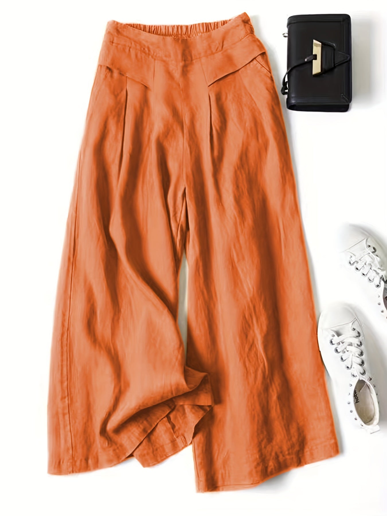 Calças Sahara Breeze Luxe de Perna Larga em Estilo Linen