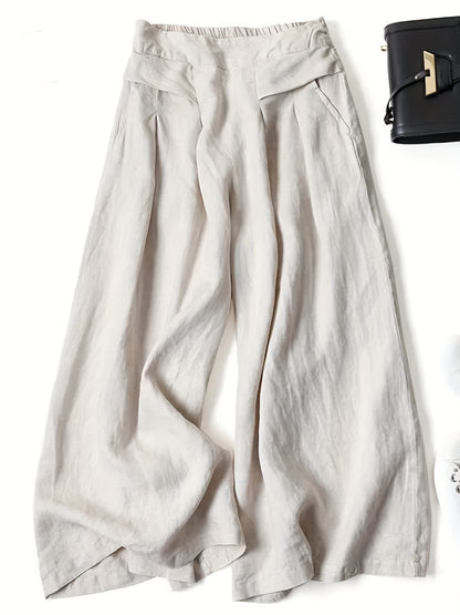 Calças Sahara Breeze Luxe de Perna Larga em Estilo Linen