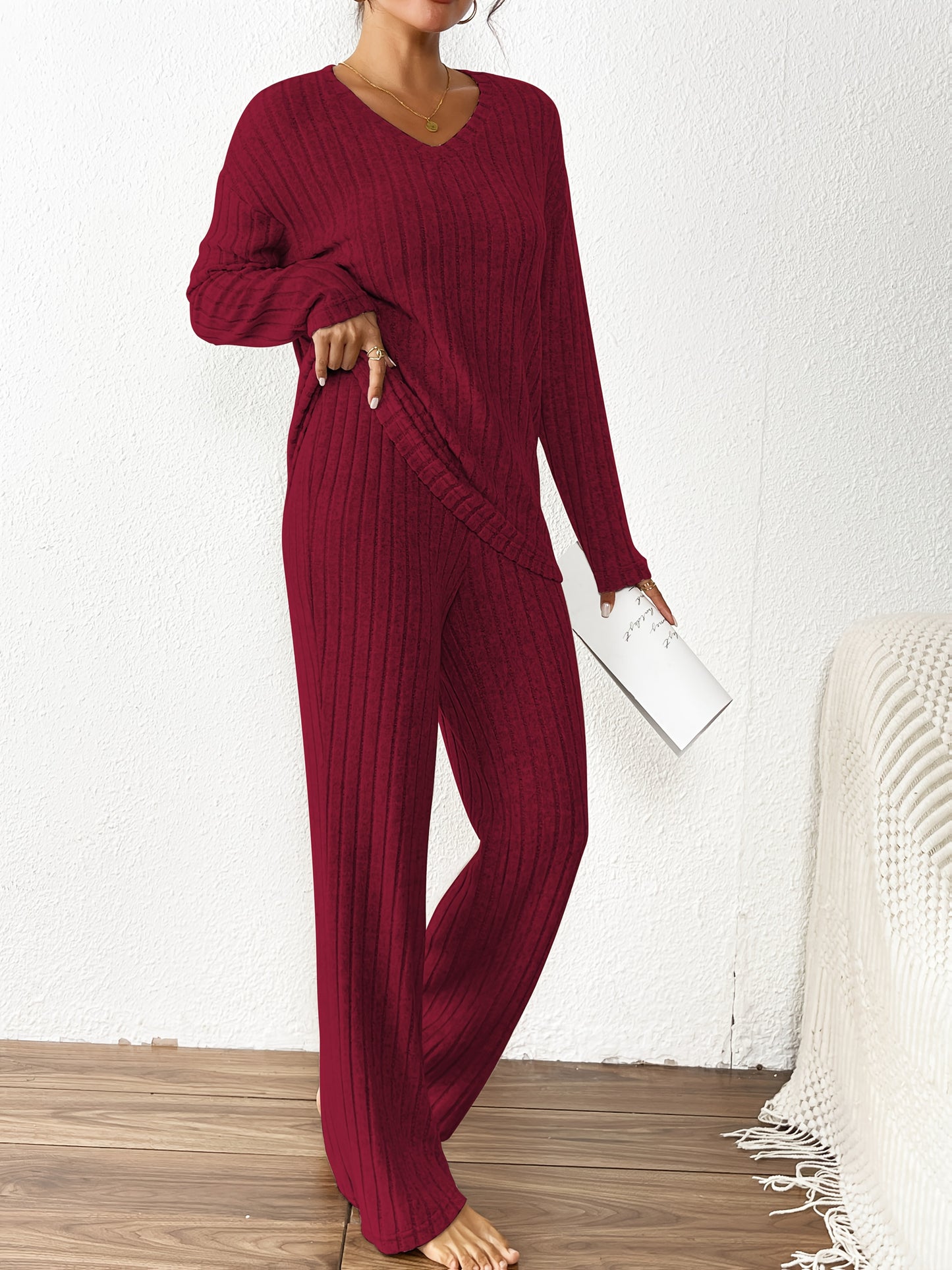 Conjunto Veloura Cozy Luxe de Malha Canelada com Fleece