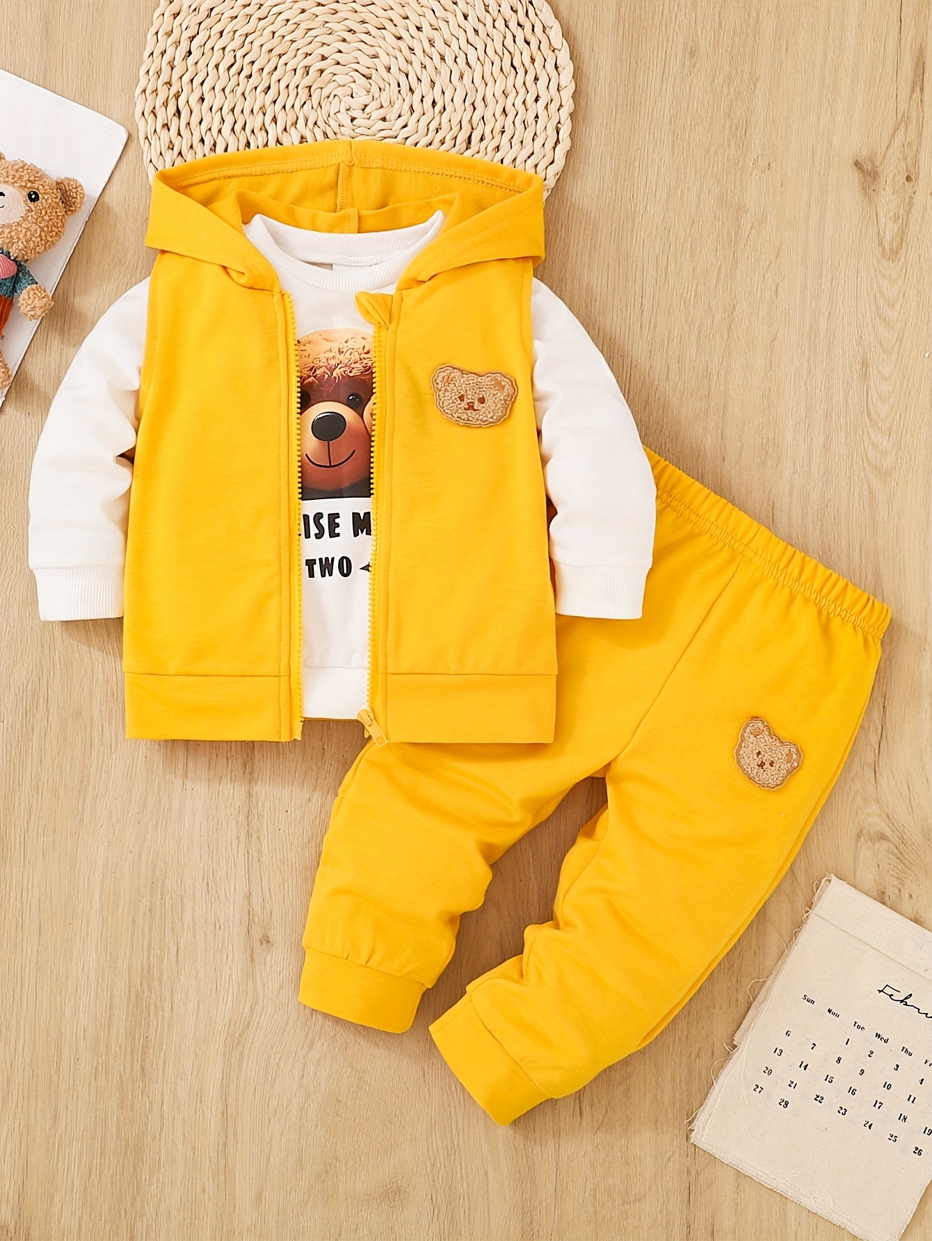 Conjunto Luxe Little Explorer de 3 Peças com Ursinho