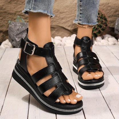 Sandálias de Salto Wedge Casuais para Mulheres, Sapatos Femininos