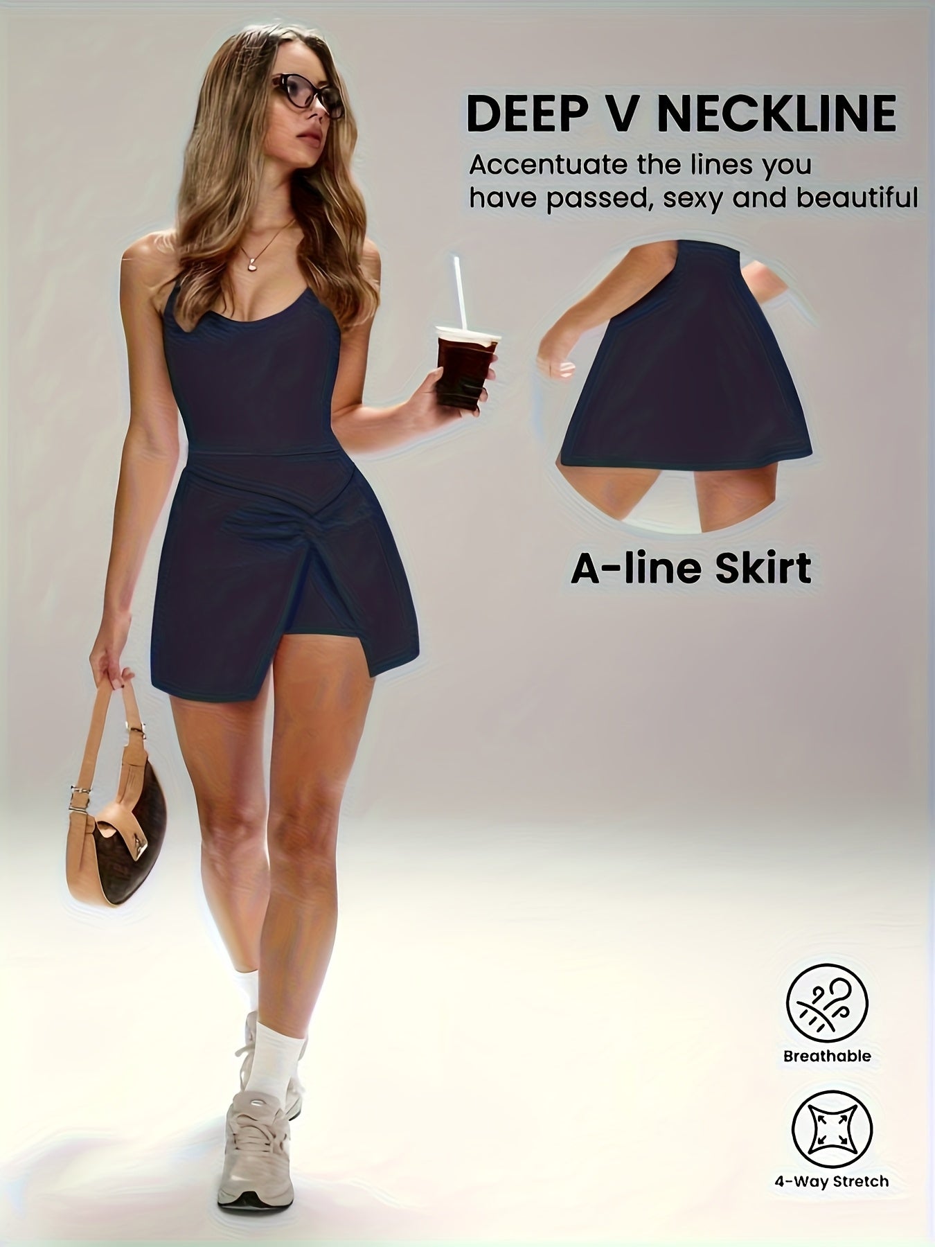 Vestido Desportivo Aeris Sculpt Luxe com Costas Cruzadas
