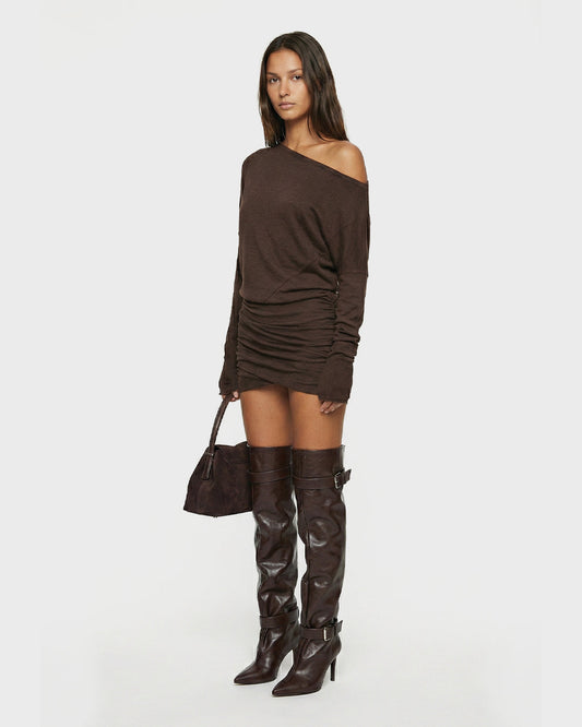 Vestido Mini Rhea Prestige com Drapeado de Um Ombro