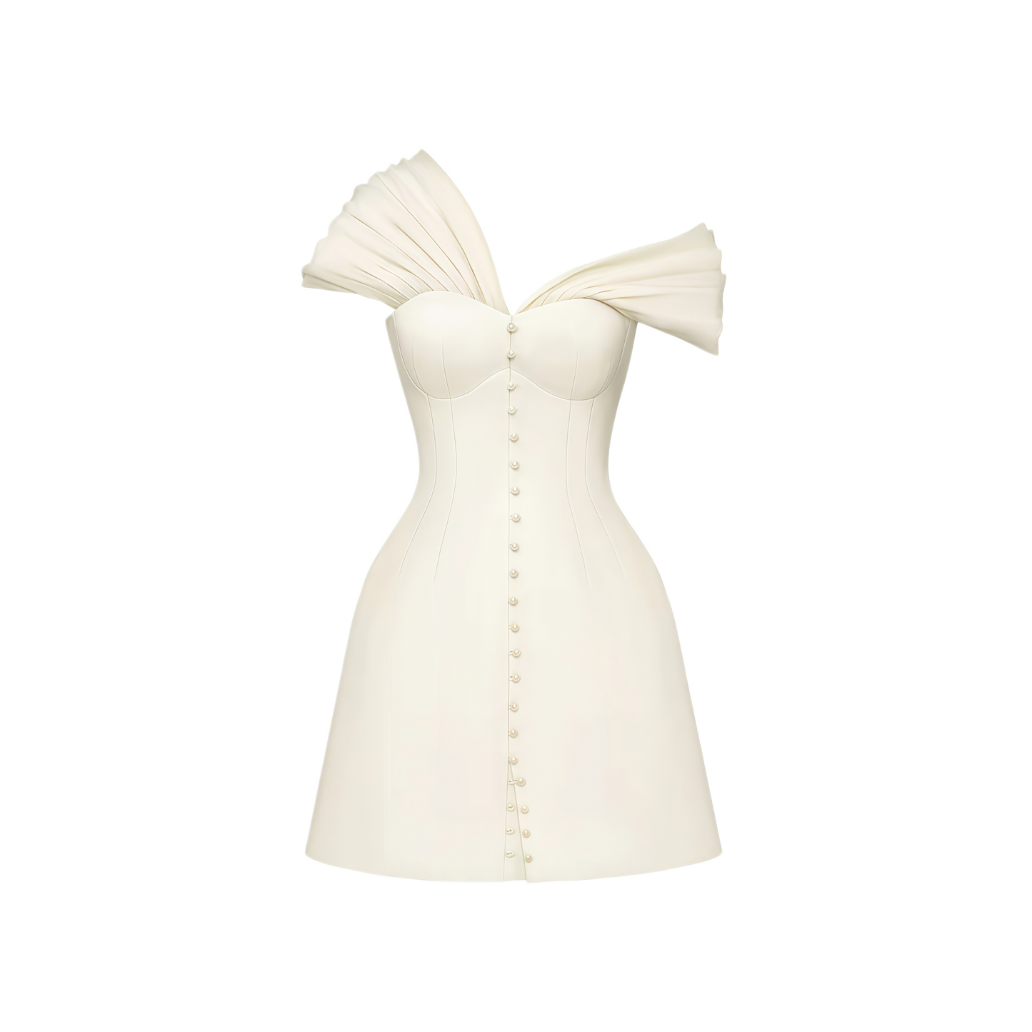 Vestido Mini Plunge Neck Ruched Branco Creme Alistair