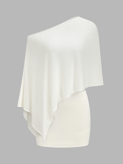 Conjunto de Top de Capa Assimétrica em Malha & Saia Mini