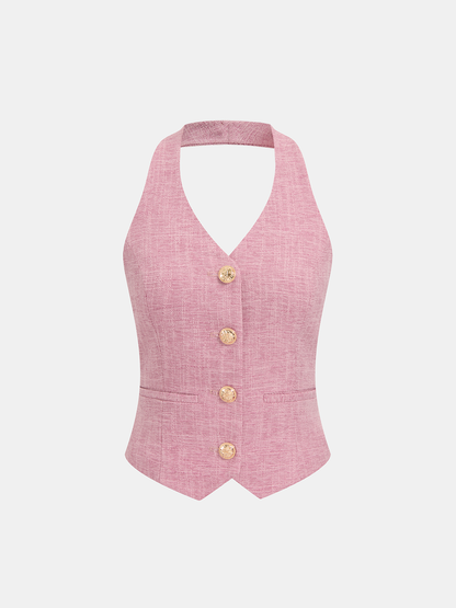 Conjunto de Top Halter & Calças Largas
