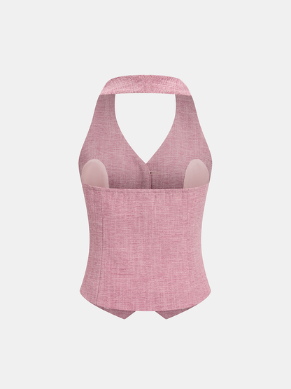 Conjunto de Top Halter & Calças Largas