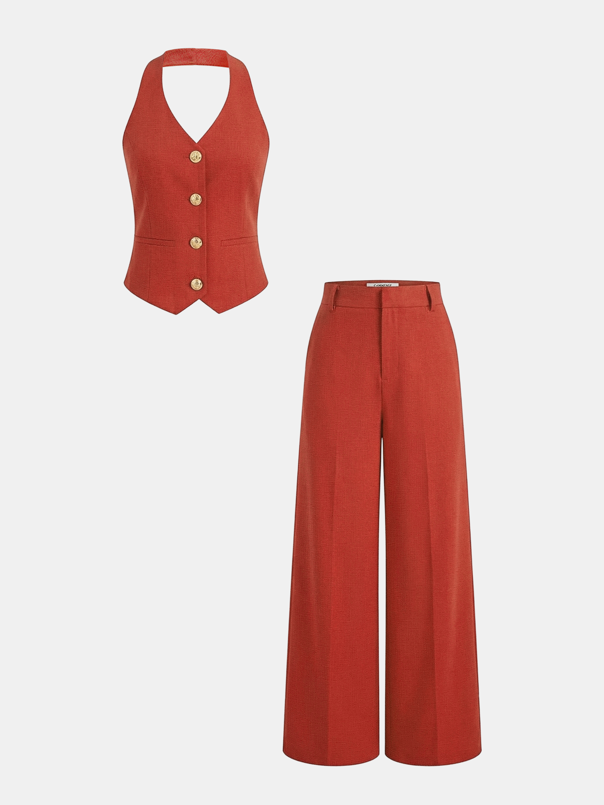 Conjunto de Top Halter & Calças Largas