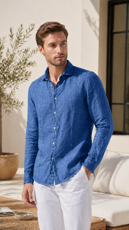 Camisa de Linho Slim Fit - Oceano