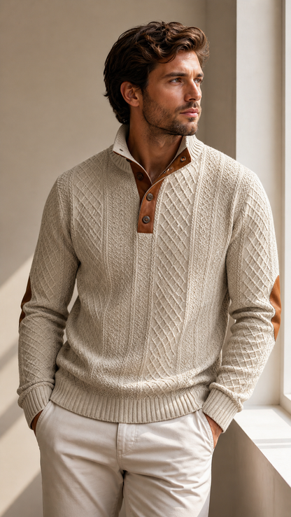 Camisola VertexGrid Jacquard Knit com Gola Estruturada
