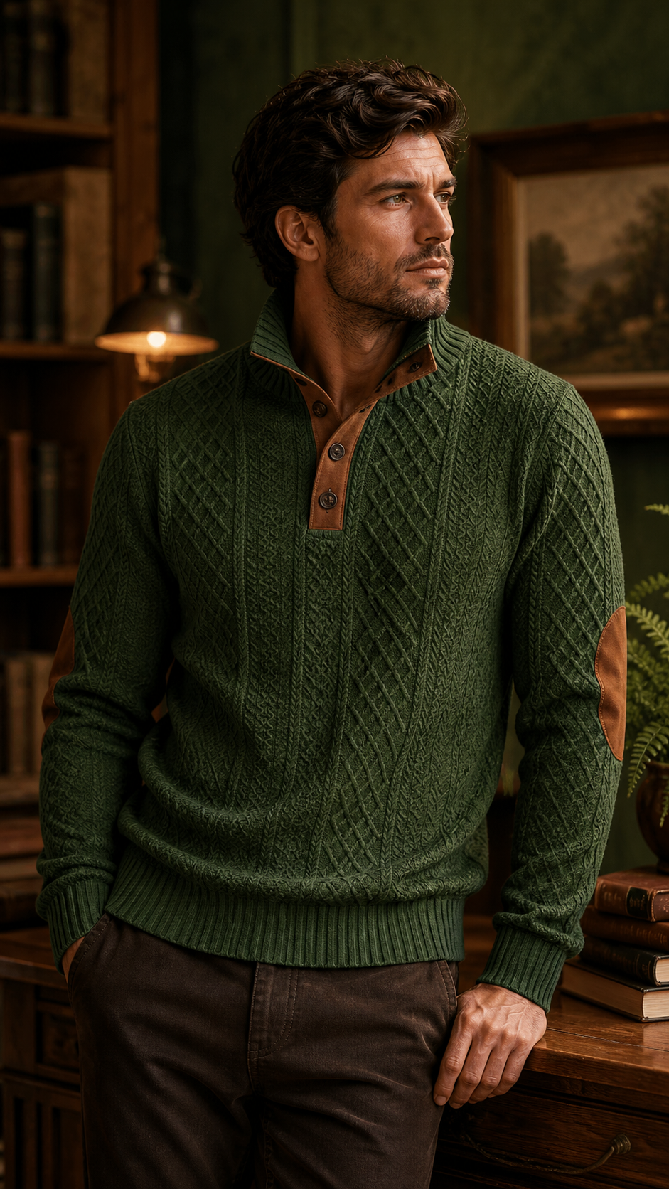 Camisola VertexGrid Jacquard Knit com Gola Estruturada