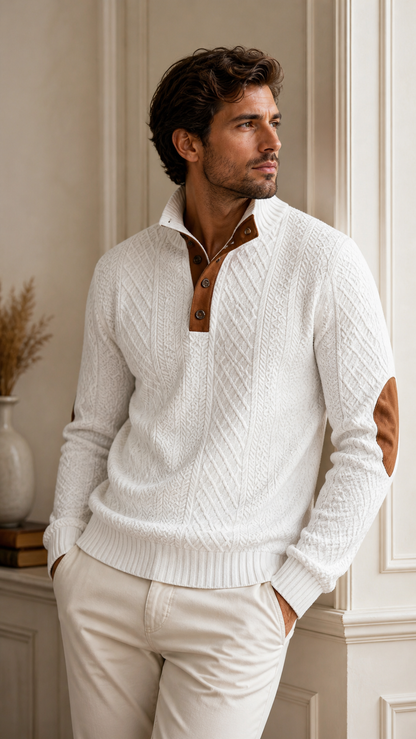 Camisola VertexGrid Jacquard Knit com Gola Estruturada