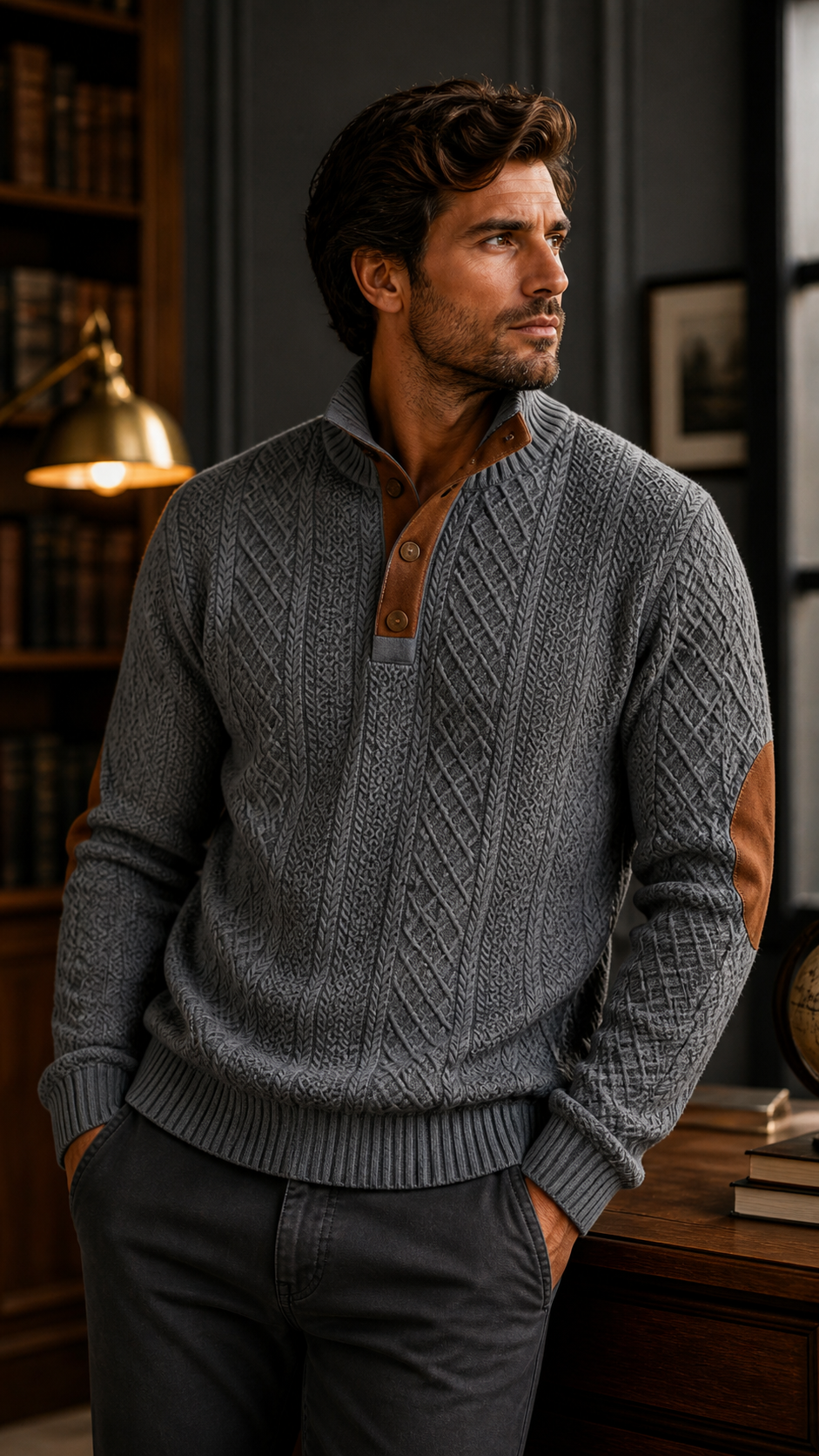 Camisola VertexGrid Jacquard Knit com Gola Estruturada