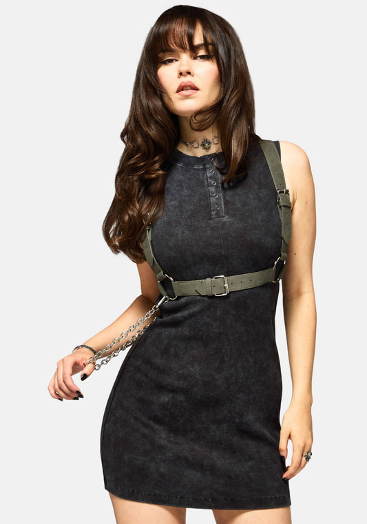 Vestido Mini de Algodão com Bordado e Lavagem Ácida