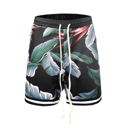 Calções Florais - Preto/Verde/Bege