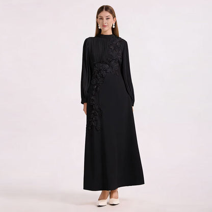 Vestido Maxi Assimétrico de Renda Floral Elysia