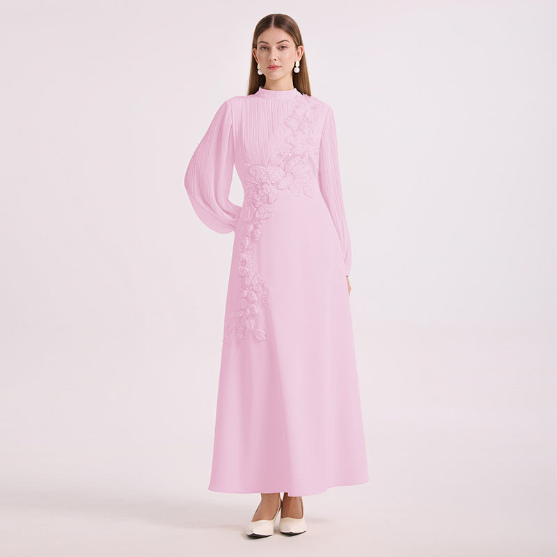 Vestido Maxi Assimétrico de Renda Floral Elysia