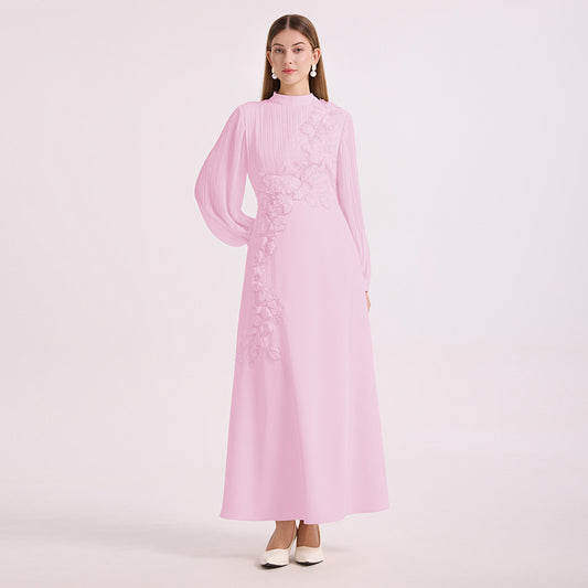 Vestido Maxi Assimétrico de Renda Floral Elysia