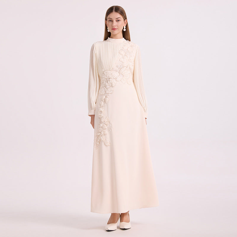 Vestido Maxi Assimétrico de Renda Floral Elysia