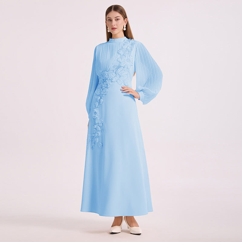 Vestido Maxi Assimétrico de Renda Floral Elysia