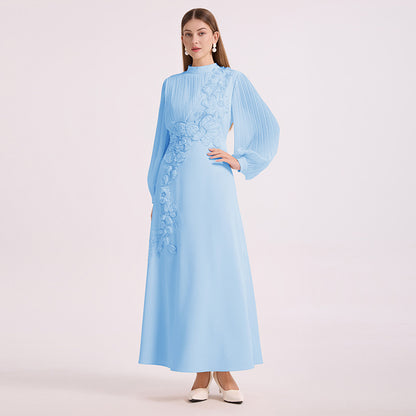 Vestido Maxi Assimétrico de Renda Floral Elysia