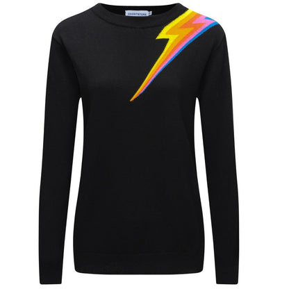 Sweater Preto com Raio para Mulheres – Estilo Retro dos Anos
